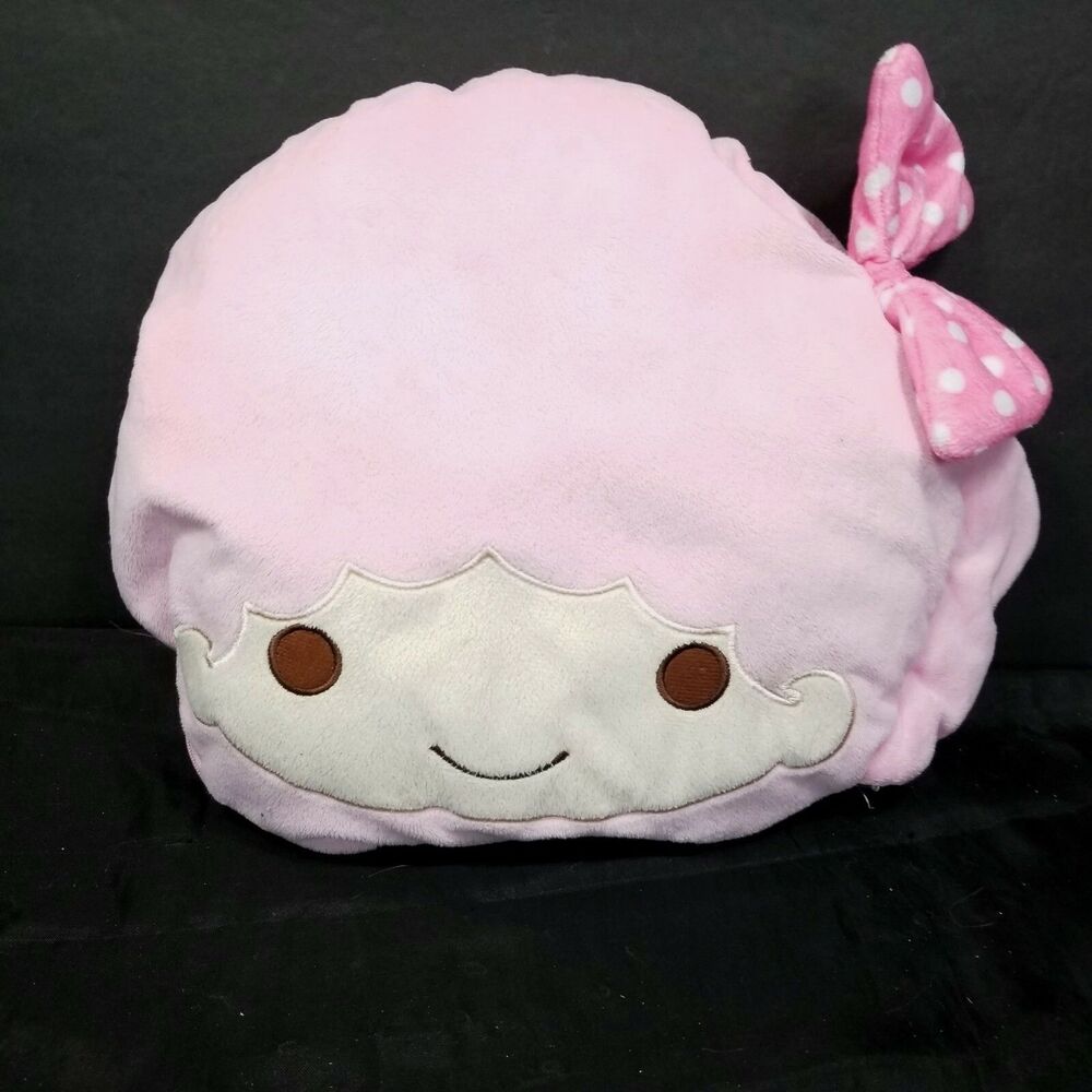 Sanrio Little Twin Stars Pink Sister Plush Stuffed Pillow Large 14" x 12" Pocket